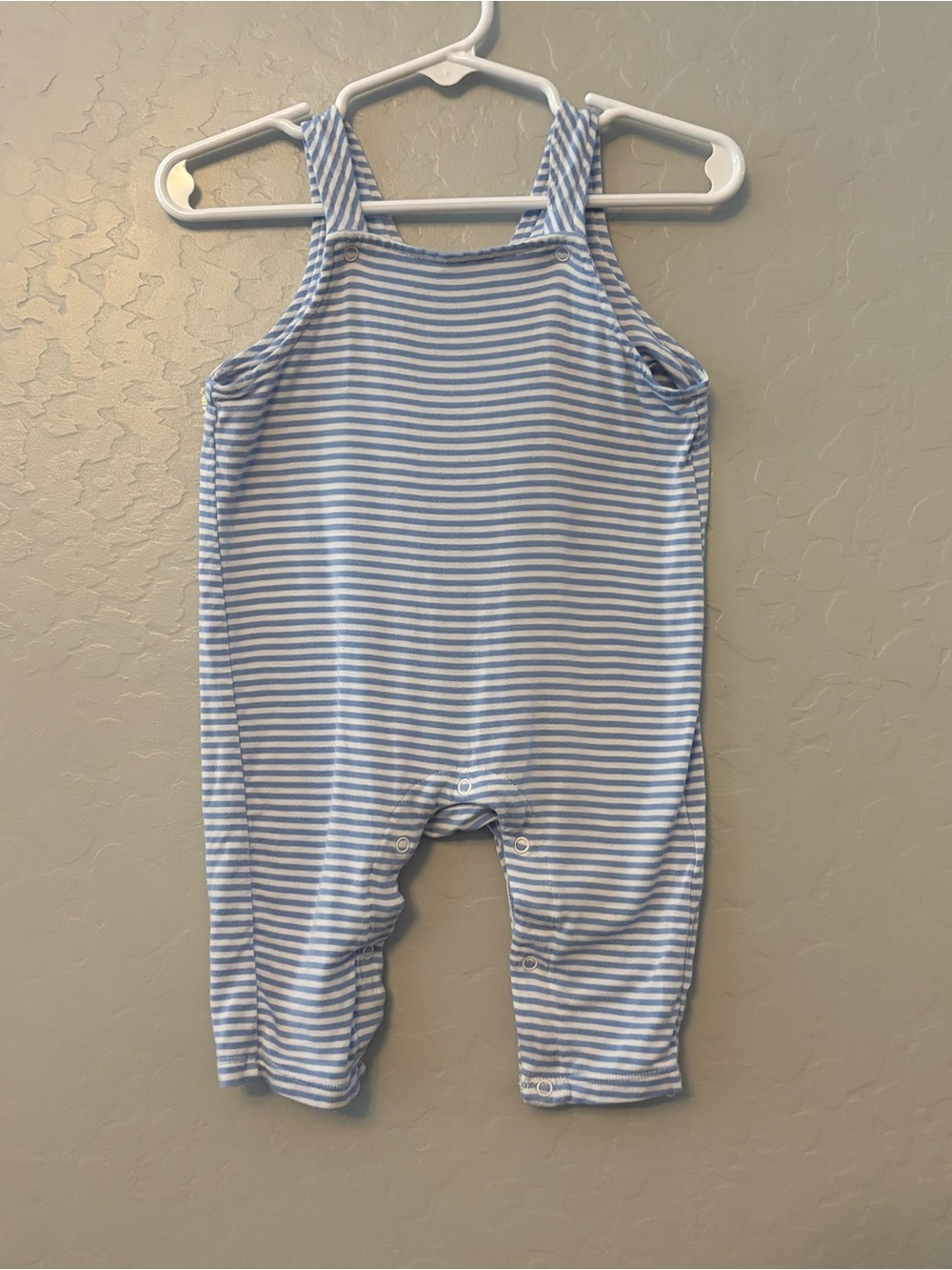 Angel Dear blue and white striped overalls romper viscose bamboo 3-6 months